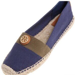 Tory Burch Size 7 Vacation Blue Green Slip-On Espadrille Quiet Luxury Flats
